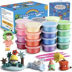 ifergoo Modeling Clay Kit - 24 Colors Magic Air Dry Ultra Light Clay, Safe & Non-Toxic