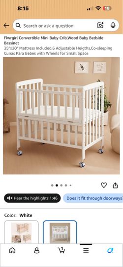 Convertible mini baby crib and bassinet