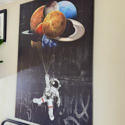 Abstract XL 40"x60"  Astronaut Planet Art Print