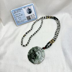 Natural Carved Jadeite Jade Pendant Necklace 