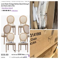 NEW WAYFAIR French Dining Chairs Set of 6, Vantage Dining Chair with Round Back, Farmhouse Country