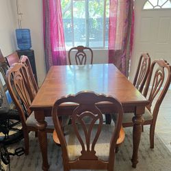 Wood Dining Table With 6 Chairs