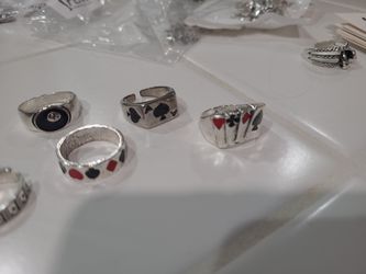 5 Rings Vintage Card Sliver Rings Joker