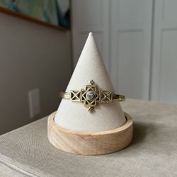 Tribal Brass & Moonstone Cuff Bracelet ( firm on price )