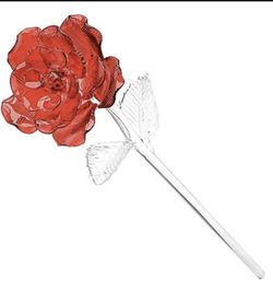 NEW WATERFORD Crystal FleuroLogy Red Rose 14.5" Sculpted Crystal Glass in box