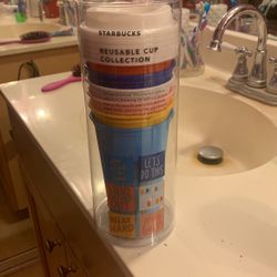 6-Starbucks Reusable Cup Collection W/lids