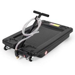 Oil Drain Pan 17 Gallon Low Profile Oil Drain Tank with Electric Pump for Car SUV Trucks, 64L Black Foldable Hand with Hose and Swivel Casters