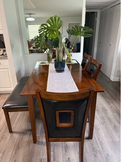 Dining table with bench and 4 chairs