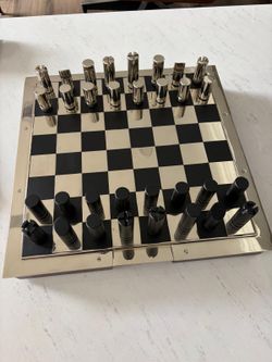 Ralph Lauren Home Sutton CF Chess Set Carbon Fiber Walnut Authentic Boxed