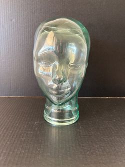 Clear Green Tint Art Glass Head Display HEAVY