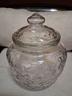 PRINCESS HOUSE FANTASIA CRYSTAL GLASS EMBOSSED CANISTER JAR