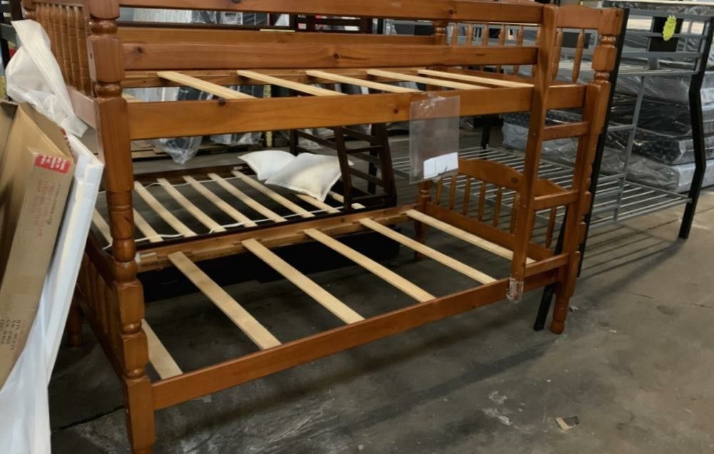 Brand New ** All Wood Twin Bunk Bed $10 down