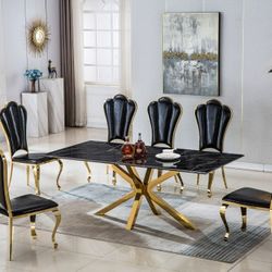 Table 18MM Black Marble, Base Gold Finish. New Especial Price 