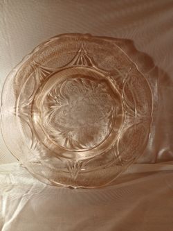 Pink depression  glass plate
