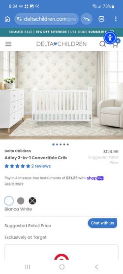 Delta Children Adley 3-in-1 Convertible Crib $75