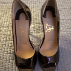 Christian Louboutin Demi Half d'Orsay Peep-Toe Red Sole Pump Heel Size 39