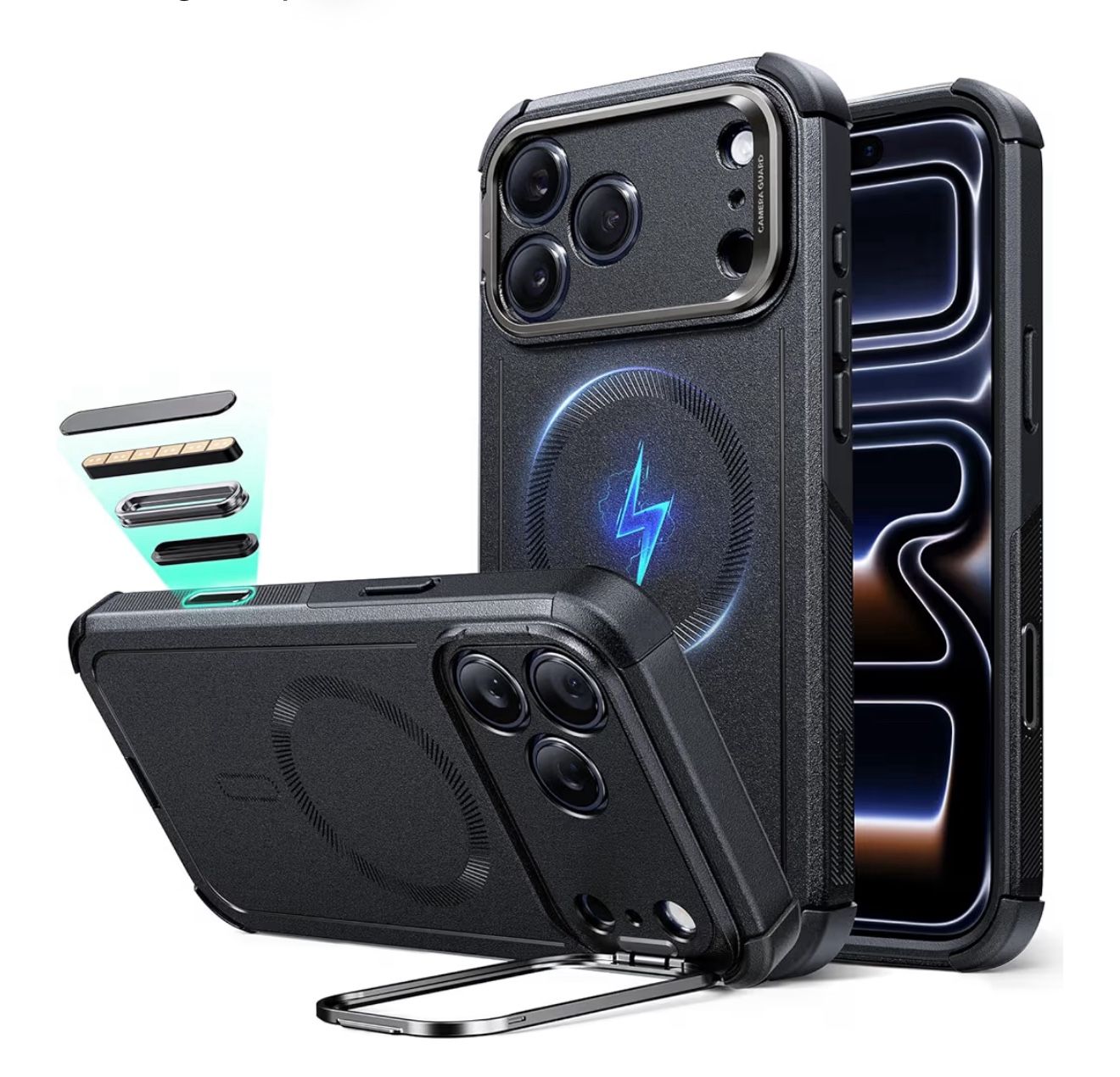 ESR for iPhone 17 Pro Max Case with Stash Stand, 7X Military-Grade Drop Protection with Camera Control, Shock-Absorbing Phone Rugged Cover, Compatible