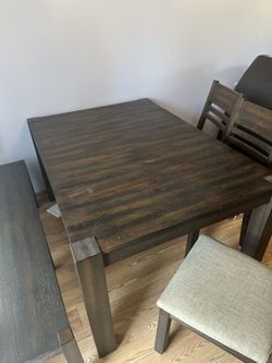 Solid Table & Chairs & Bench 