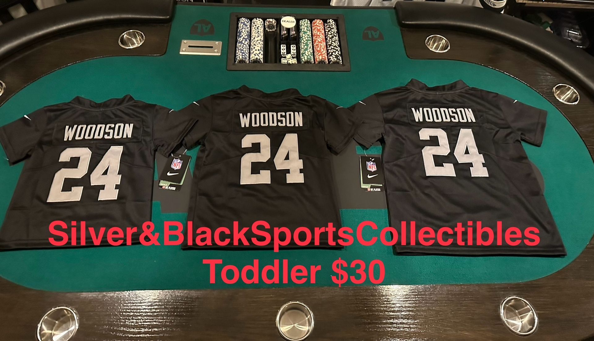 TODDLER STITCHED LAS VEGAS RAIDERS JERSEY SIZE 2T3T, 4T5T, 6T7T Ships Same Day If Ordered Before 3pm PST