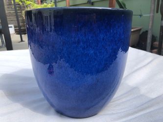 Beautiful blue glazed ceramic planter