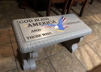 Carved Eagle Concrete Bench