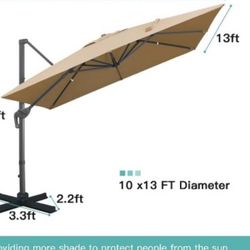 Large Patio Umbrella 10 x 13