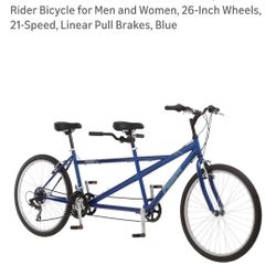 Pacific Dualie Adult Tandem Cruiser Bike, Two-Rider Bicycle for Men and Women, 26-Inch Wheels, 21-Speed, Linear Pull Brakes, Blue
