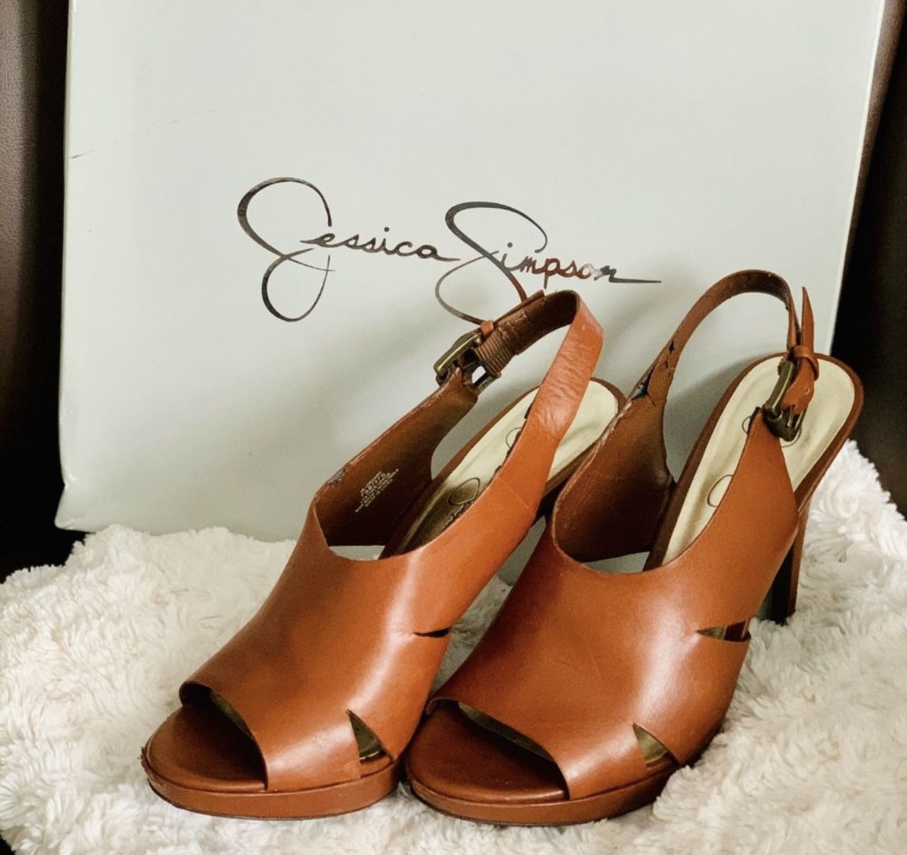 Jessica Simpson Brown Leather Heels