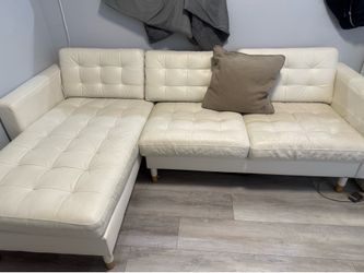 IKEA Morabo white grain leather tufted with chaise