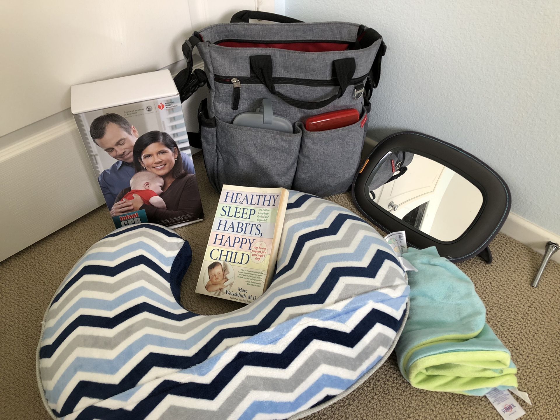 Boppy Pillow, Bath Stuff, Shopping Cart Cover, Helmet & More Baby Items!