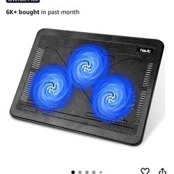 Havit HV-F2056 15.6"-17" Laptop Cooler Cooling Pad - Slim Portable USB Powered (3 Fans), Black/Blue