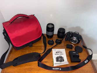 Canon EOS Rebel T5 Digital Camera + 18-55 mm + 75-300 mm lenses + Carrying Case + Charger