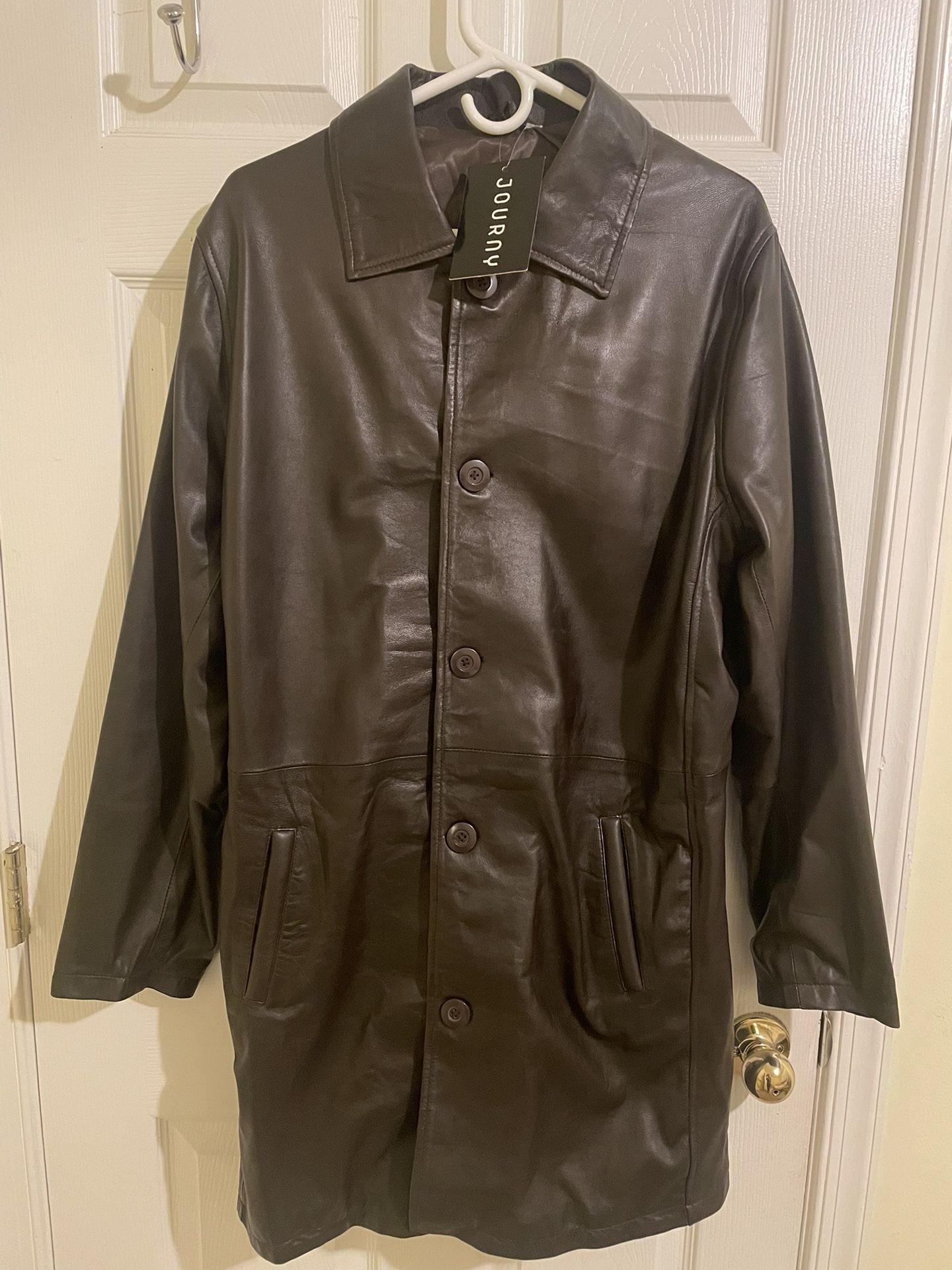 Men Genuine Sheepskin Leather Jacket Coat Medium in Dark Brown