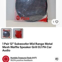 1 Pair 12" Subwoofer Mid Range Metal Mesh Waffle Speaker Grill DJ PA Car Audio