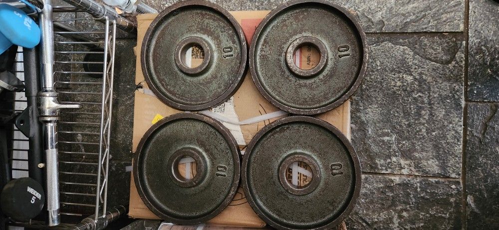 4x IVANKO 10LB OLYMPIC WEIGHTS STEEL WEIGHT PLATES