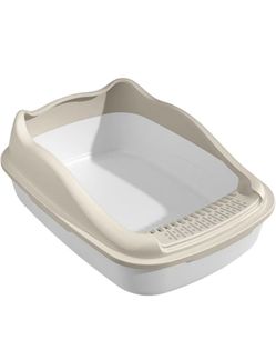 Cat Litter Box Semi-Enclosed Large Cat Litter Box Thickened Anti-Splash Cat Litter Box Removable Litter Box Easy to Clean (Color : White, Size : B)