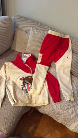 Cream and Red Graphic Tracksuit Set XL