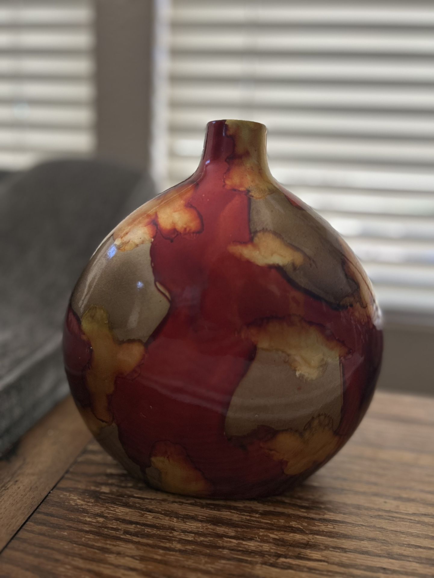 Mosaic Red Lava Decorative Flower Tabletop Vase Home Shelf Decor