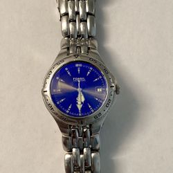 Men’s Fossil Watch Blue, Silver Tone With Blue Face AM-3621