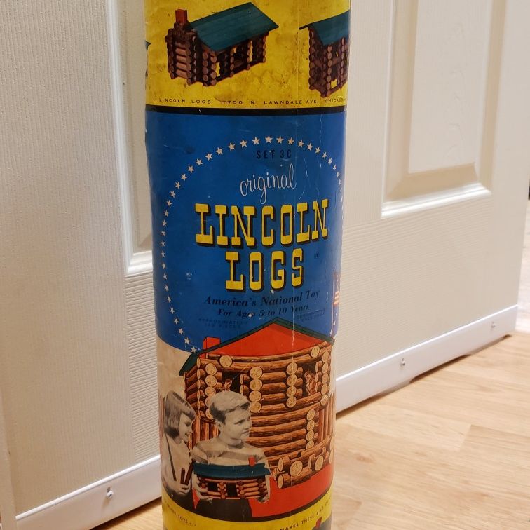 VINTAGE 1950'S BOYS & GIRLS ORIGINAL LINCOLN LOGS Can 3C