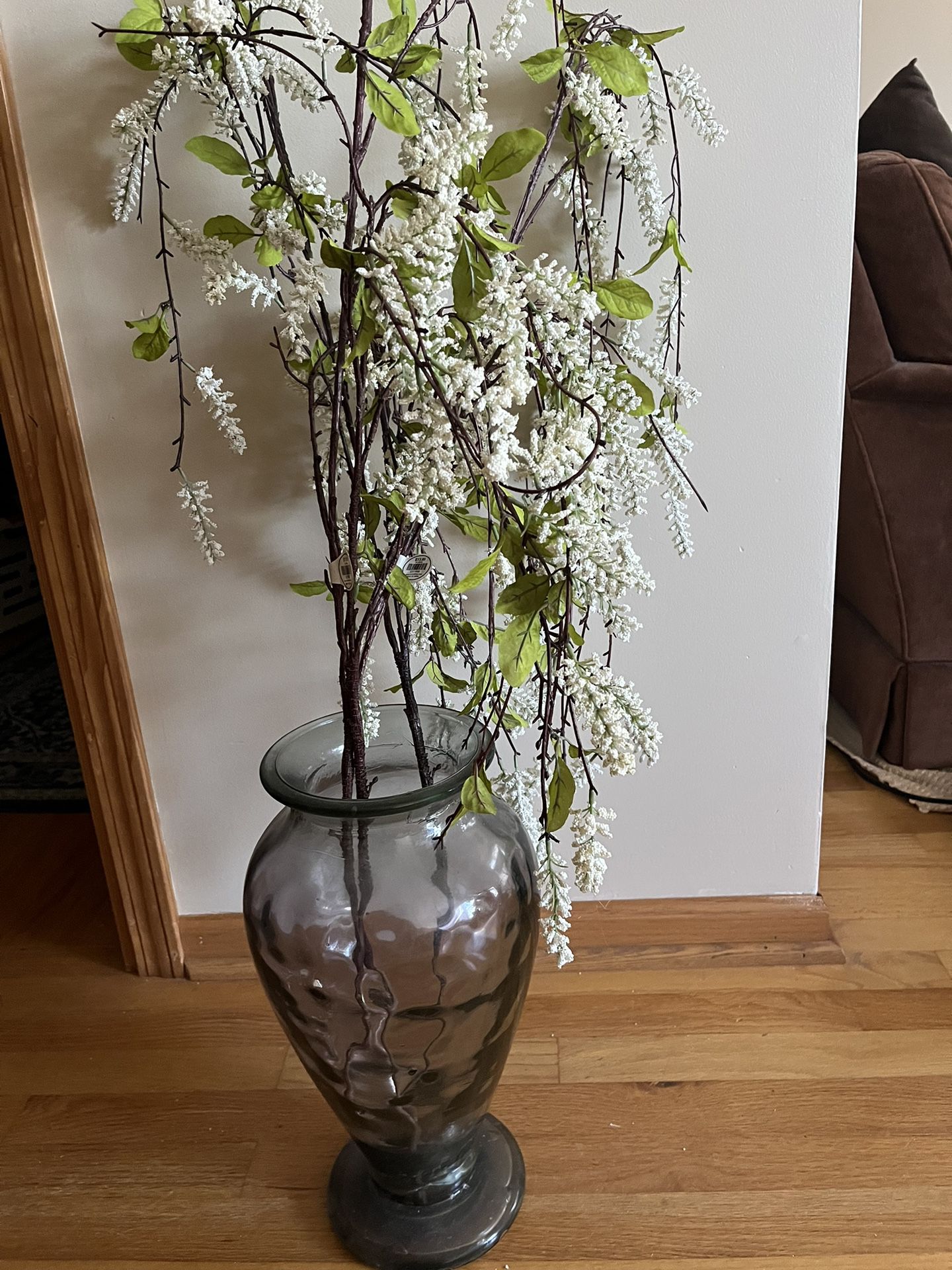 Tall Glass Vase With Flowers 