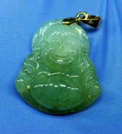 Burmese icy type A jadeite jade pendant lucky happy Buddha.