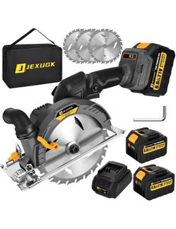 JEXUGK 6-1/2" Circular Saw, Cordless Sierra Circular Inalambrica with 2 x 6.0AH Battery,