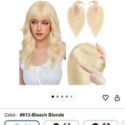 New Hairro $152.99 100% Real Human Hair 18 Inches Long Bleach Blonde Hair Topper With Bangs