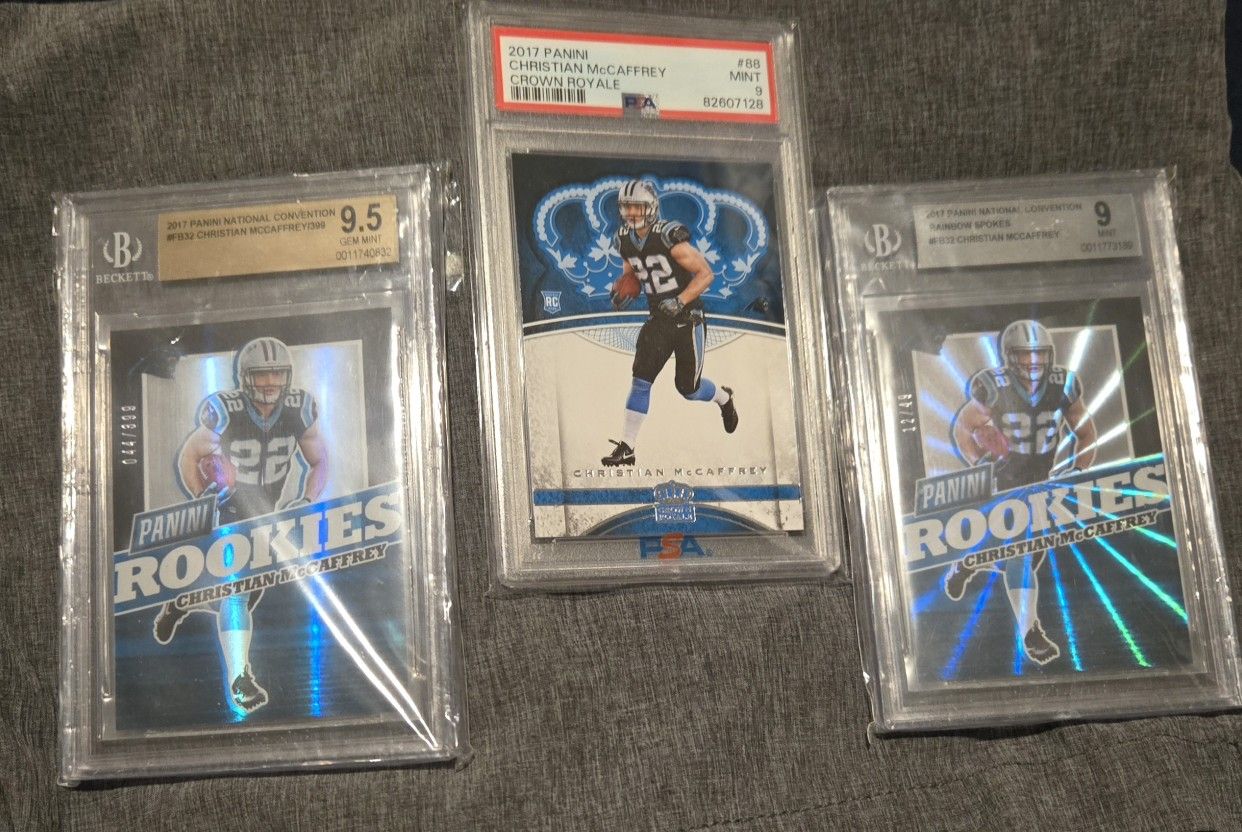 Christian McCaffrey ROOKIES 3 Cards-- 9.5,9,9