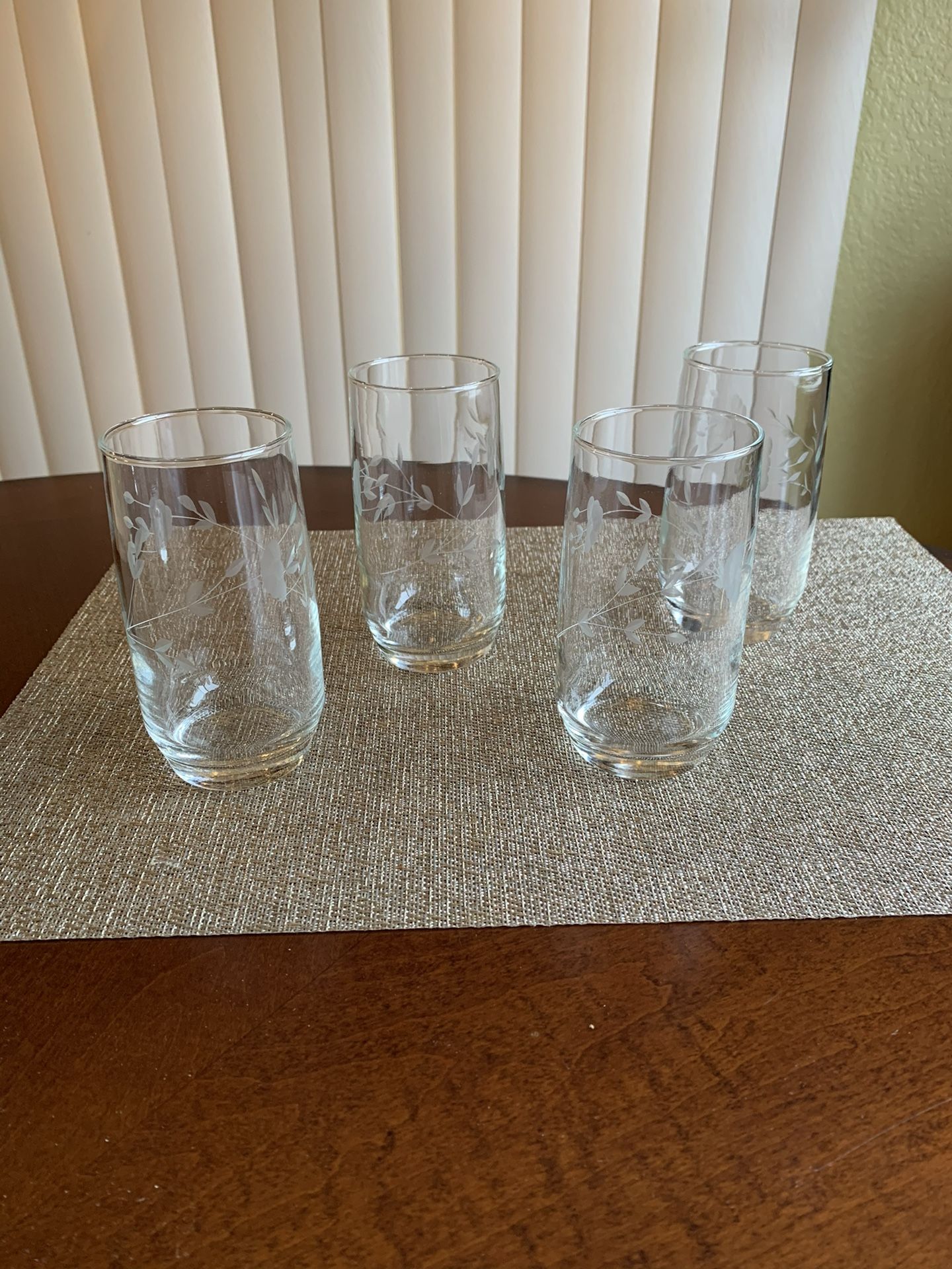 Princess House Heritage Etched Crystal Tumbler Glasses 5” In. (Set Of 4)