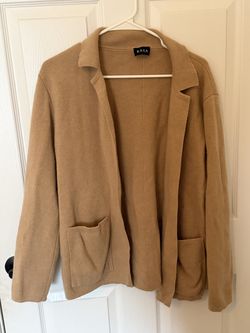 100% Cashmere Italian Blazer Cardigan – Back Label – Camel S/M