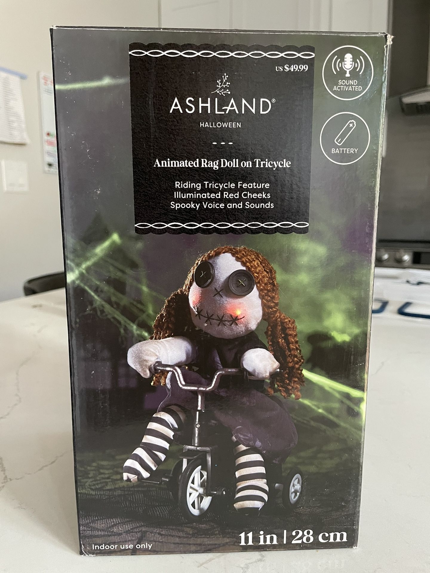 Halloween Animated Rag Doll on Tricycle