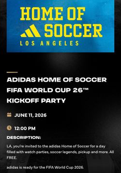 Adidas World Cup 26 Kick Off Party BMO Stadium tickets