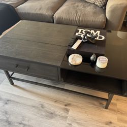 Modern Lift-Top Coffee Table with Storage- Dark gray